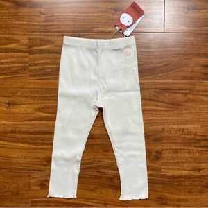 NWT New Allo&Lugh Baby Girl Cream Soft Ribbed Leggings Pant Size 24M Casual